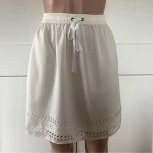 J.Crew Factory Cream Cut Out Mini Skirt Elastic Waist 00